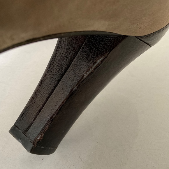 ANTHROPOLOGIE Naya Kasha Brown Leather/Suede Peep Toe Heeled Booties Size 10 - Picture 10 of 10